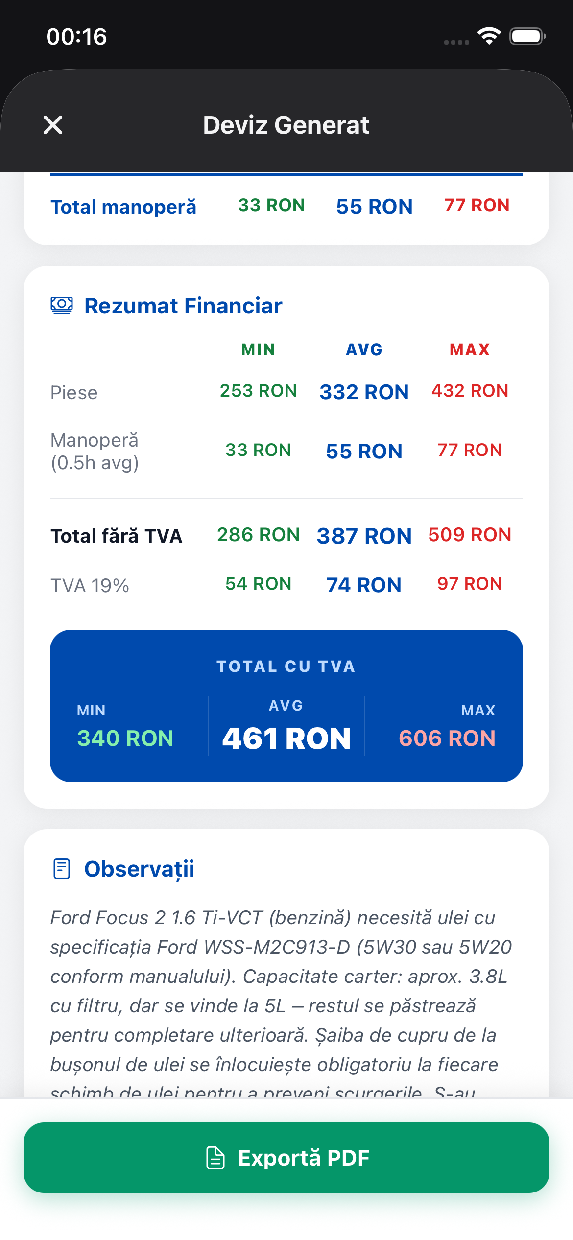 Devizio — deviz generat